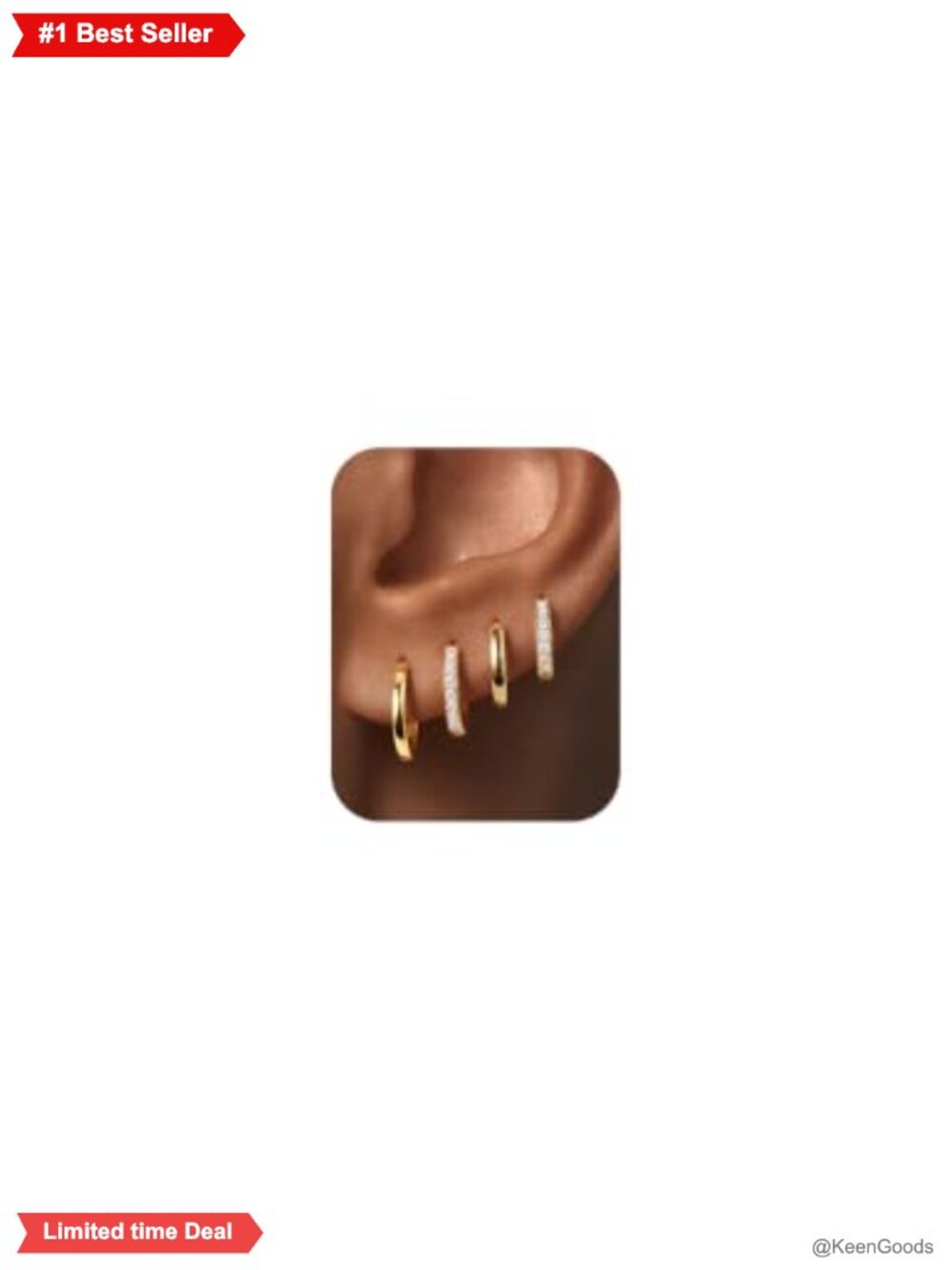 14K Gold Plated Hoop Earrings Set Hypoallergenic Lightweight